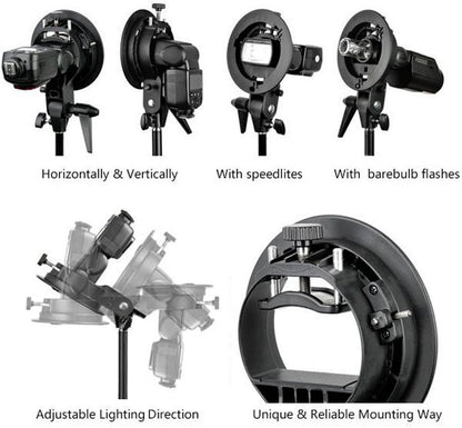 Godox S-Type Bracket Bowens S Mount Holder for Speedlite Flash Snoot Softbox Honeycomb