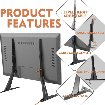 GPlus+ Universal Table Top TV Stand for Most 23 to 75 inch LCD LED Plasma Flat Screen TVs, TV Base Height Adjustable Leg Stand Holds up to 88 lbs/40Kg, VESA up to 800x600mm, LDT03-26L