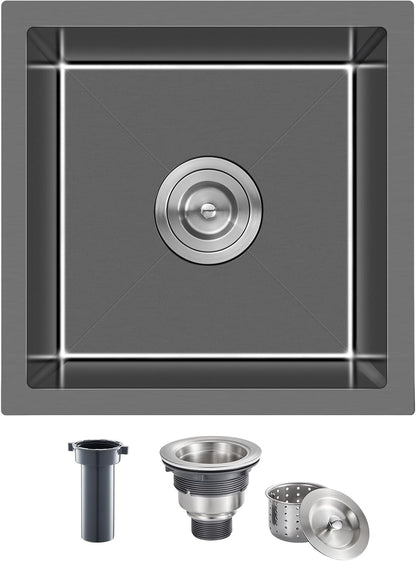 MENATT 20-inch Undermount Kitchen Sink, SUS304 Stainless Steel Handmade Single Bowl Kitchen Sink with Sink Strainer (Brushed), 20"x16"x9"
