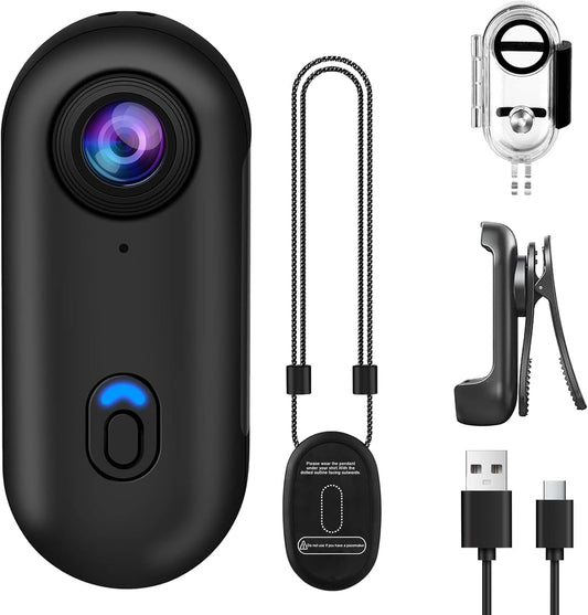 OBEST 360° Action 1080P Underwater Camera, Portable Mini Waterproof WiFi Camera 120° Wide Angle Action Camera for Cycling, Daily Vlog, Outdoor Sports 150° DV Helmet Camera (Black)
