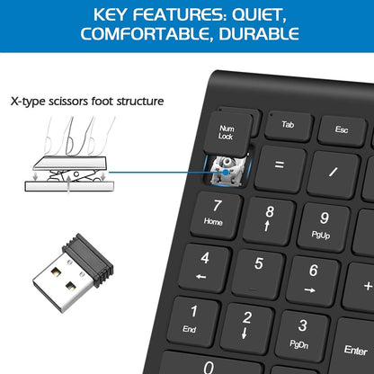 Wireless Number Pads, Numeric Keypad Numpad 22 Keys Portable 2.4 GHz Financial Accounting Number Keyboard Extensions 10 Key for Laptop, PC, Desktop, Surface Pro, Notebook