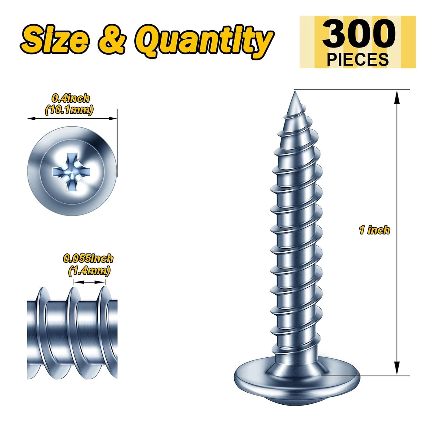 150Pcs #8 × 2" Black Screws for Wood, Phillips Truss Head Wood Screws, Quick Metal Self Tapping, Zinc Plated Steel, Truss Head Screws by Mywish