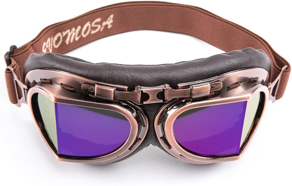 Evomosa Motorcycle Goggles Vintage Pilot Goggles Retro Motocross Goggle Windproof ATV Outdoor Eyewear
