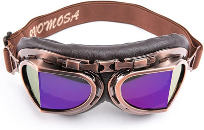 Evomosa Motorcycle Goggles Vintage Pilot Goggles Retro Motocross Goggle Windproof ATV Outdoor Eyewear