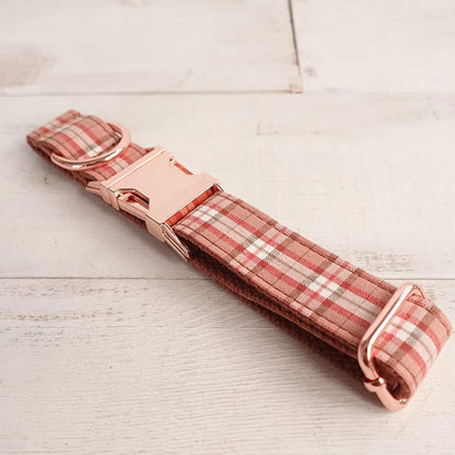 PETDURO Personalized Buffalo Plaid Dog Collar Red Black - Engraved Name and Phone Number on Black Metal Buckle - Custom for Small Medium Large Boy Girl Dogs - Add Leash Bow Tie via Customize Now