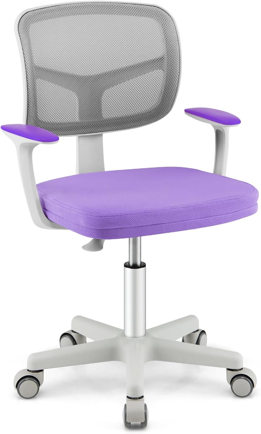 Costzon Kids Desk Chair, Children Study Computer Chair with Adjustable Height, Lumbar Support, Smooth Casters, Swivel Mesh Seat, Ergonomic Kids Task Chair for 4-12, Home, School, Office (Grey)