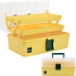 34cm Art and Craft Organizer Storage Box with 3 Layers, Multifunctional Plastic Tool Box with Handle, Yellow - PuriLite