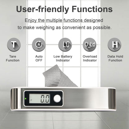 travel inspira Luggage Scale, Portable Digital Hanging Baggage Scale for Travel, Suitcase Weight Scale with Rubber Paint, 110 Pounds, Battery Included - Blue