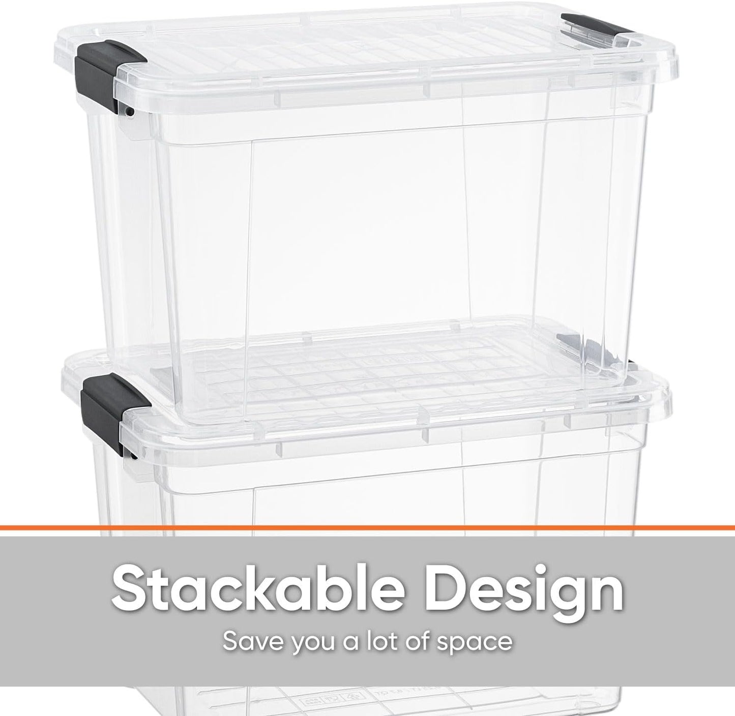 Superio Storage Bins with Lids- 3 Pack, 1.85 Qt Clear Boxes for Organizing, Stackable Plastic Containers- BPA Free, Non-Toxic, Odor Free, Organizer for Home, Office, Dorm