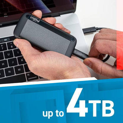 Crucial X9 4TB Portable SSD, Up to 1050MB/s, USB 3.2 USB-C, External Solid State Drive, Compatible with Windows, Mac, & Android, Reliable Storage for Games, Files, & Backups, Black - CT4000X9SSD902