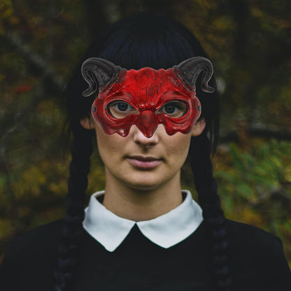 STOBOK Halloween Devil Mask Horror Half Face Mask Scary Horn Ghost Mask Monster Cosplay Mask for Halloween Cosplay Costume