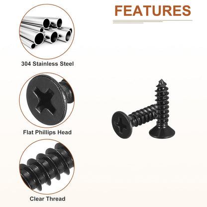 DTGN 100Pcs #8x1 Flat Head Wood Screws, 304 Stainless Steel Phillips Self Tapping Screws - Good for Woodworking, Furniture - Silver