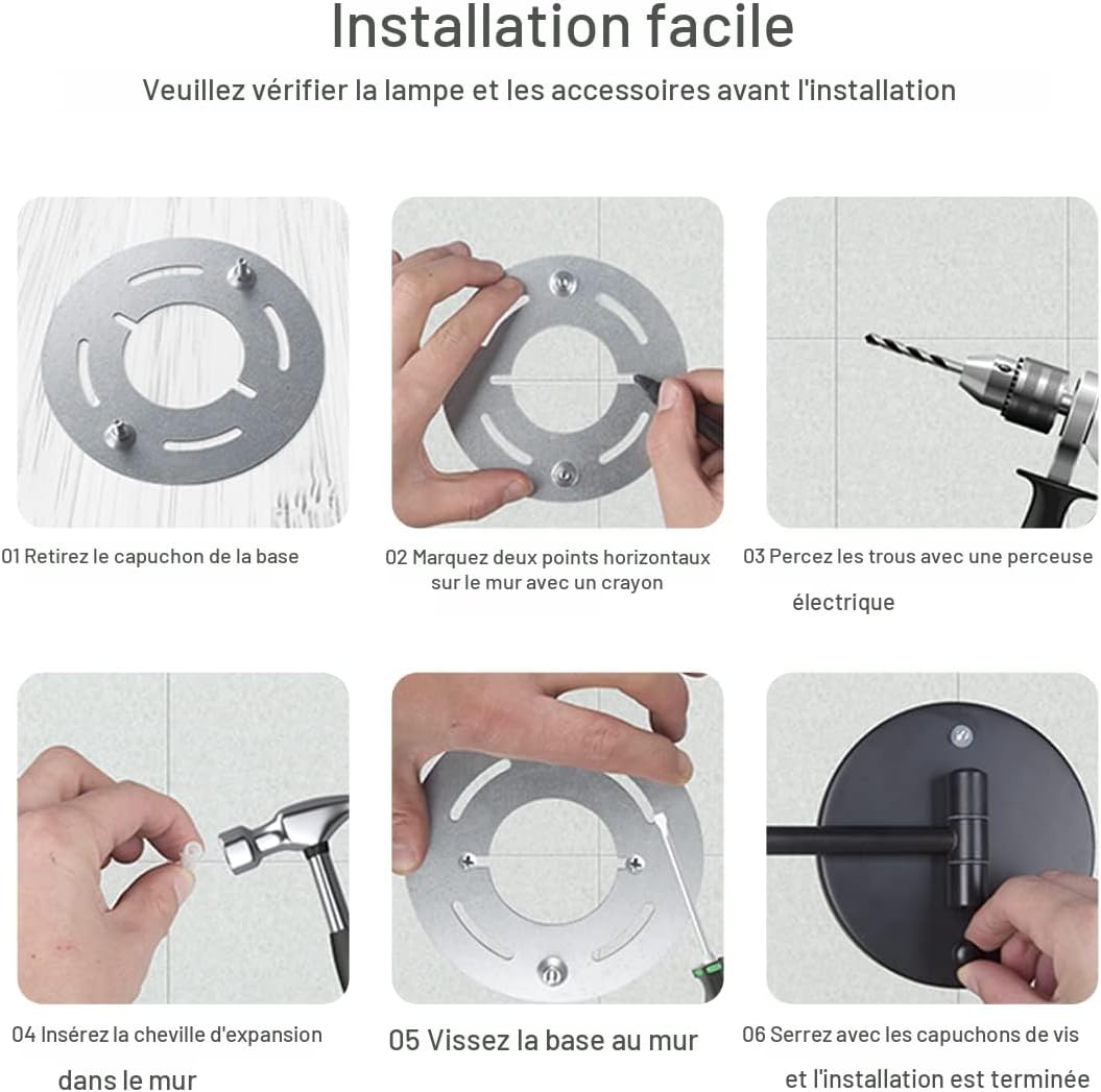 Miroir de maquillage mural rechargeable, miroir de courtoisie LED double face de 20 cm avec agrandissement 1X/10X, miroir de salle de bain de 33 cm avec écran tactile et 3 couleurs d’éclairage