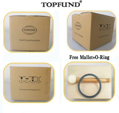 TOPFUND F Note Crystal Singing Bowl Heart Chakra 8 inch with Heavy Duty Carrying Case and Suede Striker