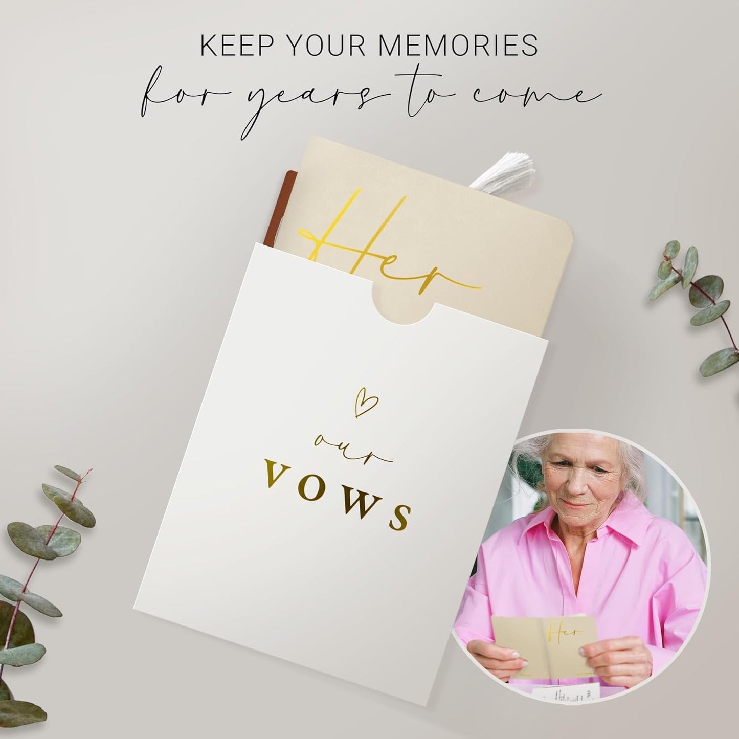 Wedding Vow Books His and Hers, Gold Foil Lettering & Keepsake Sleeve, Wedding Day Essentials, Beautiful His and Hers Gifts for The Bride and Groom (Cream & Cream)