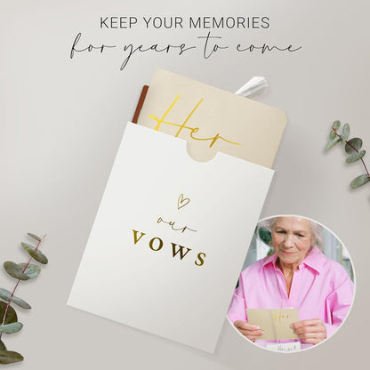 Wedding Vow Books His and Hers, Gold Foil Lettering & Keepsake Sleeve, Wedding Day Essentials, Beautiful His and Hers Gifts for The Bride and Groom (Cream & Cream)
