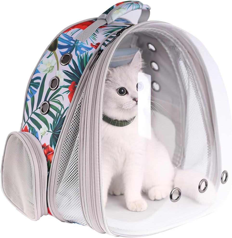 WEVONIGU Front Expandable Cat Backpack Carrier,Fit up to 16 lbs,Pet Carrier Backpack,Space Capsule Astronaut Bubble Window Bag,Cats and Puppies,Airline-Approved,Designed for Travel,Hiking,Walking