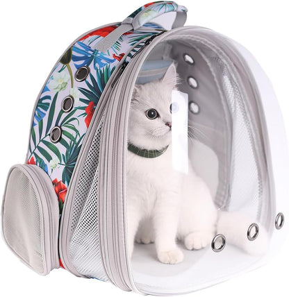 WEVONIGU Front Expandable Cat Backpack Carrier,Fit up to 16 lbs,Pet Carrier Backpack,Space Capsule Astronaut Bubble Window Bag,Cats and Puppies,Airline-Approved,Designed for Travel,Hiking,Walking