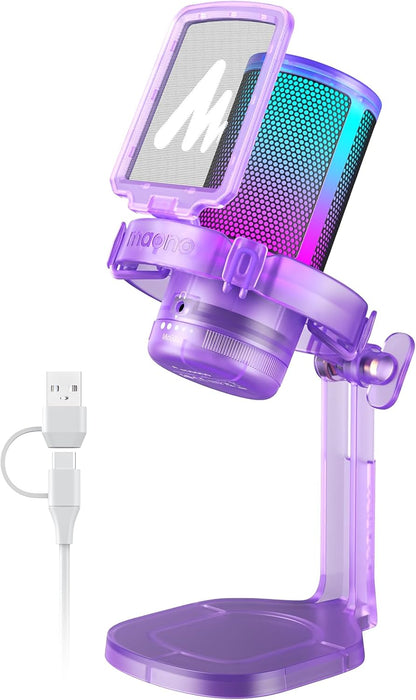 MAONO Gaming USB Microphone, Noise Cancellation Condenser mic with Mute, Gain, Monitoring, Boom Arm for Streaming, Podcast, Vocal, Twitch, YouTube, Discord, PC, Computer, PS4, PS5, Mac, DGM20S