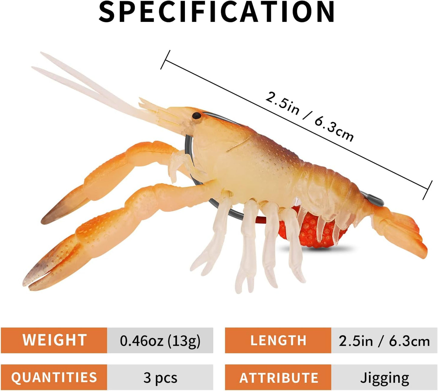 TRUSCEND Pre-rigged Fishing Jig Lures for Freshwater and Saltwater, Innovative Super Durable TPE Bass Lures, Lifelike Shrimp Crayfish Swimbait, Weedless Lure for Crappie Trout Walleye, Keep Separately