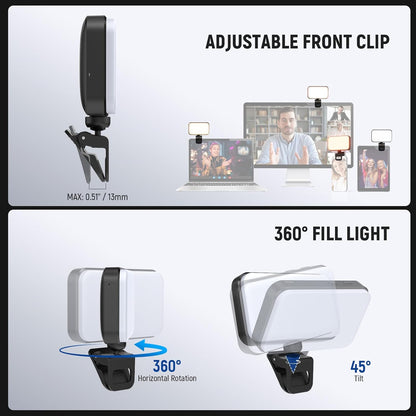 NEEWER Entry Level Version LED Selfie Light, 54 LEDs Plastic Clip on Phone Fill Lighting for iPhone, CRI88 650mAh, Portable for Computer Laptop Webcam Zoom Video Conference Makeup Recording, N8