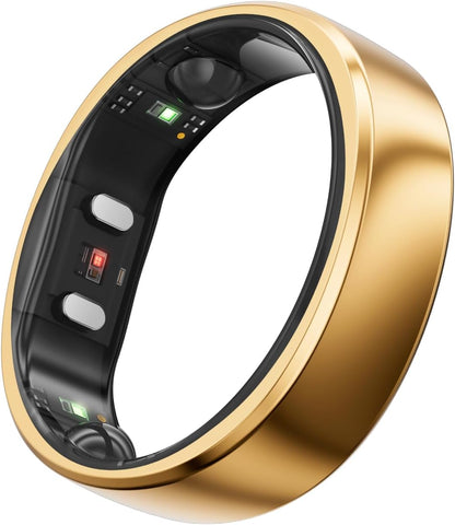 RingConn Gen 2 Smart Ring, No App Subscription, Size First with Sizing Kit, 12-Day Battery Life, Stress/Women's Health Tracker, Compatible with Android & iOS (Black, Size 8)