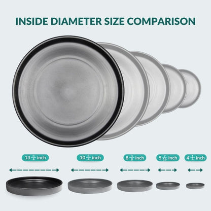 Heavy Duty Ceramic Black Plant Saucer - with Silicone Feet for Added Surface Protection - Scratch-Resistant Plant Drip Trays for Pots 8.3" at the Base or Less, Plant Plate, 7-8 Inch Plant Saucer