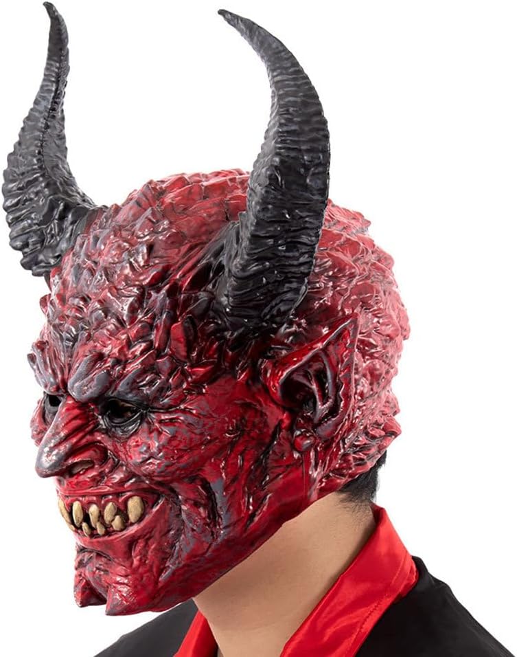 ULTECHNOVO Halloween Devil Horn Mask Scary Face Mask for Cosplay Parties Comfortable Openings Elastic Strap