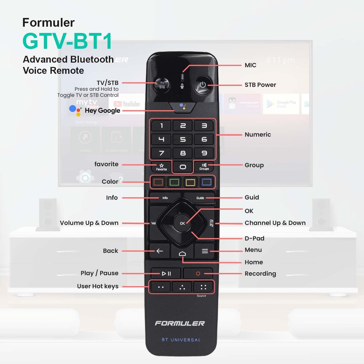 Latest Formuler BT1 Remote Control for Z7+ 5G, Z8, Z10, Z11 Pro, Z11 Pro Max, Z Plus Neo, Z Alpha, CC Model + Bonus Silicone