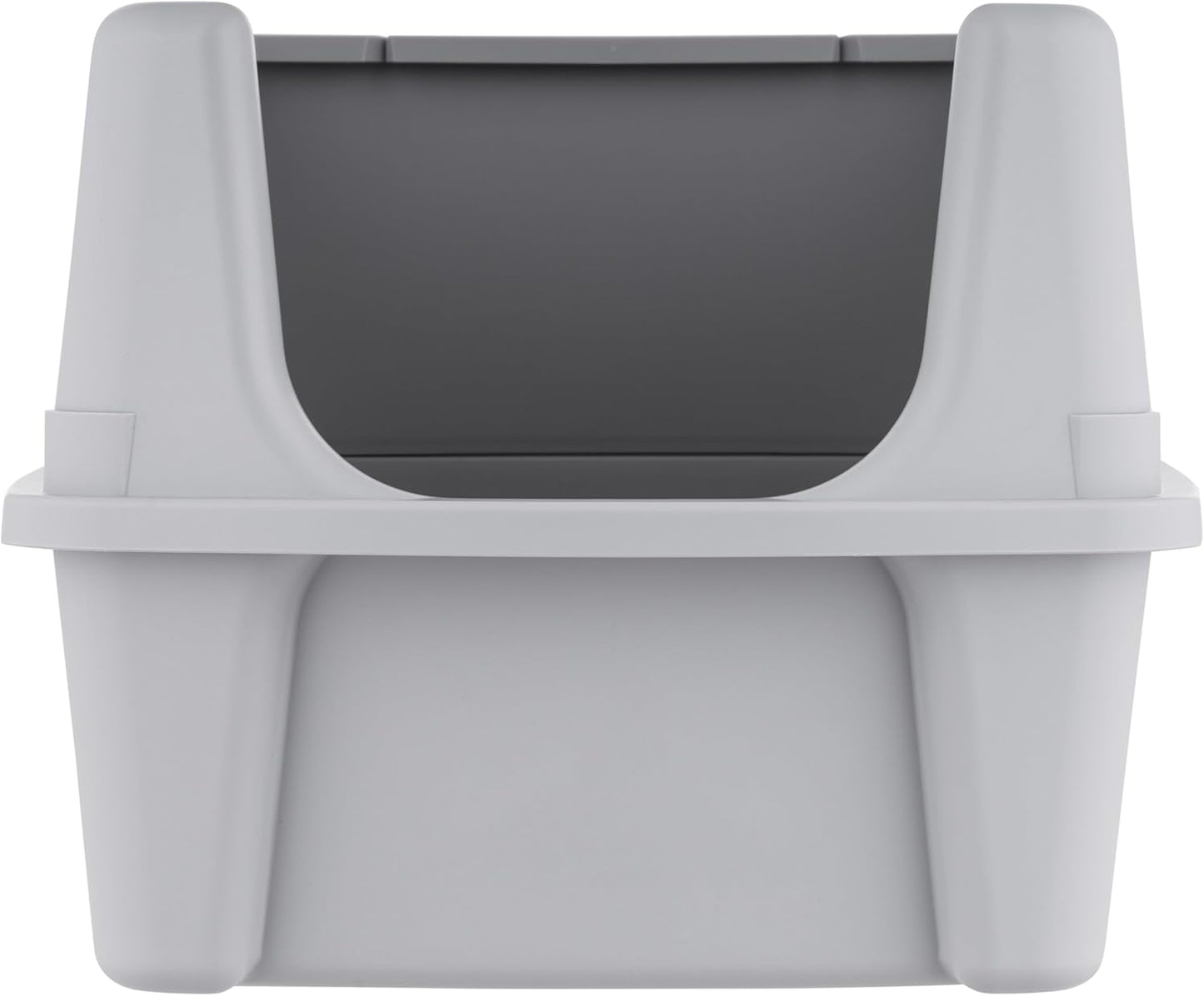 IRIS USA Top Entry Cat Litter Box with Scoop - Large - Stylish Enclosed Round Oval Kitty Dog Proof Box, Litiere Pour Chat Bac - White/Beige