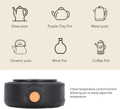 Electric Mini Stove Portable 4 Hot Plate 500W 110V Electric Ceramic Stove for Boiling Water, Making Tea and Coffee (Black)