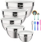 Mixing Bowls with Airtight Lids - Wildone 19 Piece Stainless Steel Nesting Bowls Set, BPA Free & Extra Deep, Size 5, 2.5, 2, 1.5, 1 QT, Great for Mixing & Serving