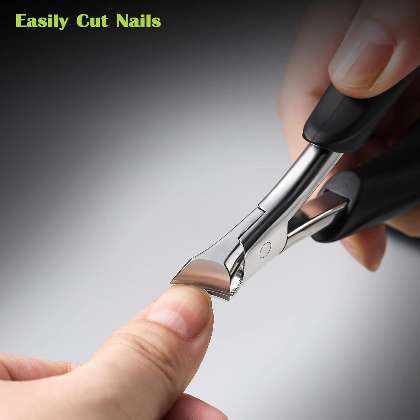 FVION Toenail Clippers for Ingrown Toenail Prevention, Straight Blade Podiatrist Nail Clippers for Thick Nails, Ergonomic Finger Nail Clippers for Adults, Seniors, Men and Women (Black)