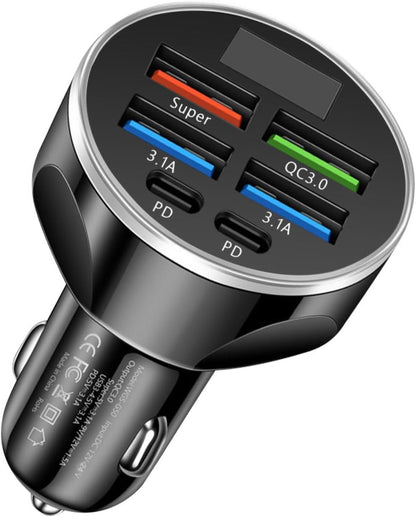 MESA'S Live 6 - Port Car Charger with PD, QC 3.0 - Fast Charge for All Devices, Universal for 12-24V Vehicles