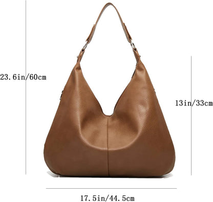 Ashioup Hobo Bags for Women Soft PU Leather Shoulder Bag Vintage Slouchy Handbag with Zipper