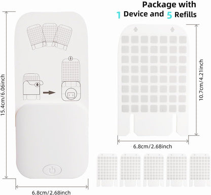 Fly Trap Indoor 【1 Device + 5 Glue Cards】, Plug-in Flying Insect Trap for Mosquito, Flies, Fruit Flies, Moths, Gnats, Flying Insect Trap, with UV Bug Catcher & Sensor Night Light. (1, White)