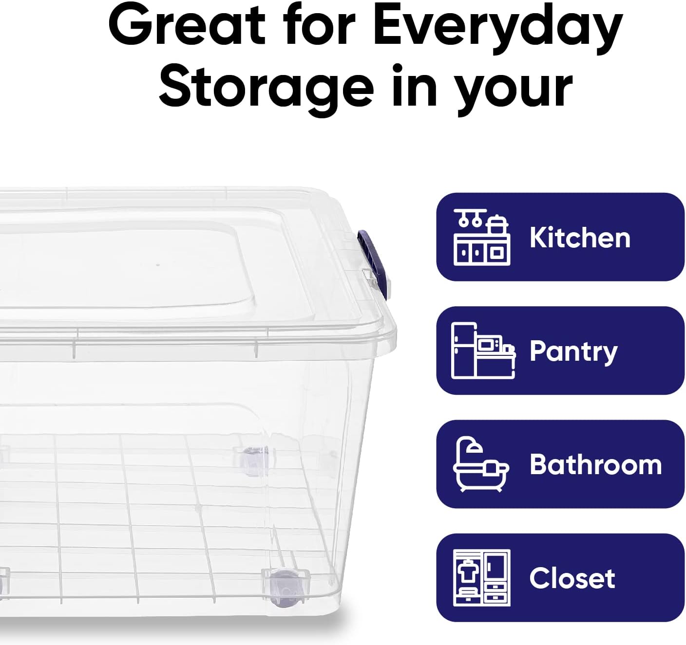 Superio Storage Bins with Lids- 3 Pack, 1.85 Qt Clear Boxes for Organizing, Stackable Plastic Containers- BPA Free, Non-Toxic, Odor Free, Organizer for Home, Office, Dorm