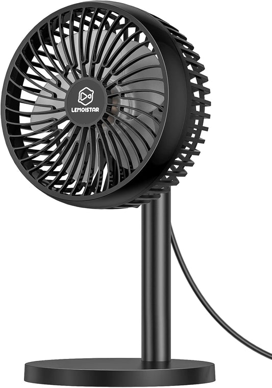 6 Inch Desk USB Fan with 4 Speeds - Adjustable Height, 72° Rotation, Quiet Table Fan for Home Office Cooling