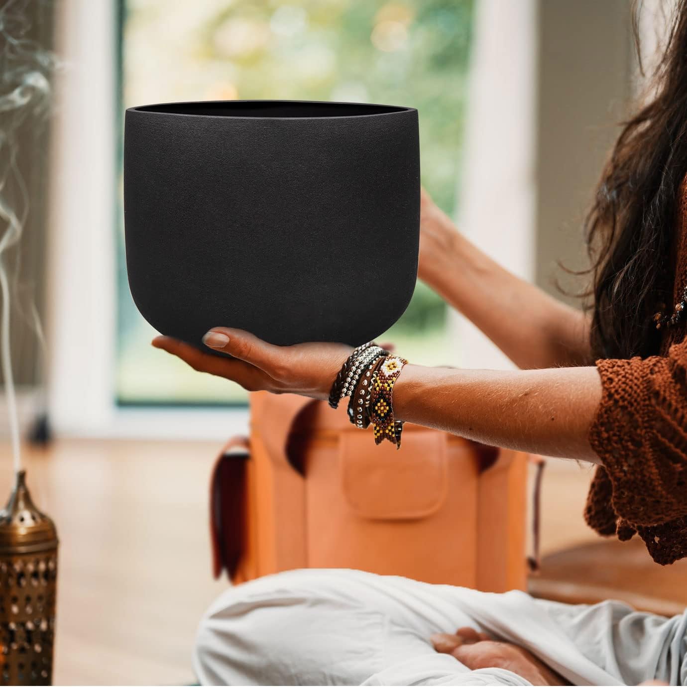 TOPFUND F Note Crystal Singing Bowl Heart Chakra 8 inch with Heavy Duty Carrying Case and Suede Striker