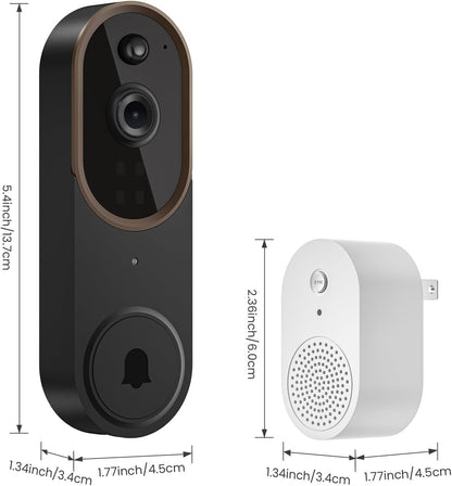 Occuwave 1080P Video Doorbell Camera Wireless with Chime Ringer, Cloud Storage, Live Image, 2-Way Audio, Night Vision, 2.4Ghz WiFi, Indoor Surveillance, Real-Time Alert (Brown+Black)
