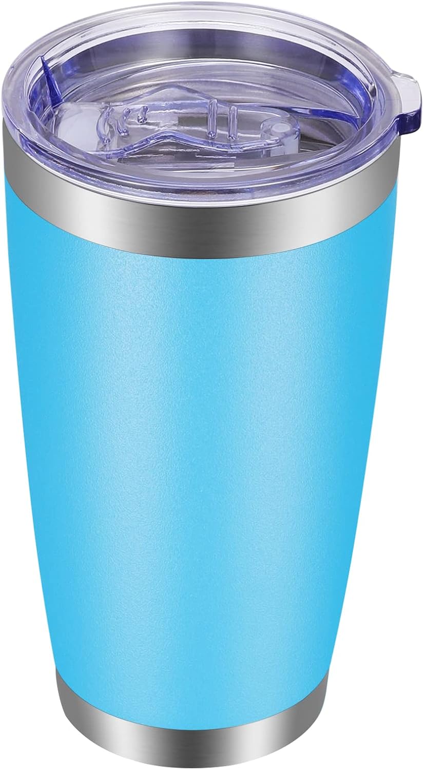 VEGOND 20oz Tumbler with Lid and Straw Stainless Steel Tumbler Cup Bulk Vacuum Insulated Double Wall Travel Coffee Mug Powder Coated Coffee Cup (Bluish Violet 6 Pack)