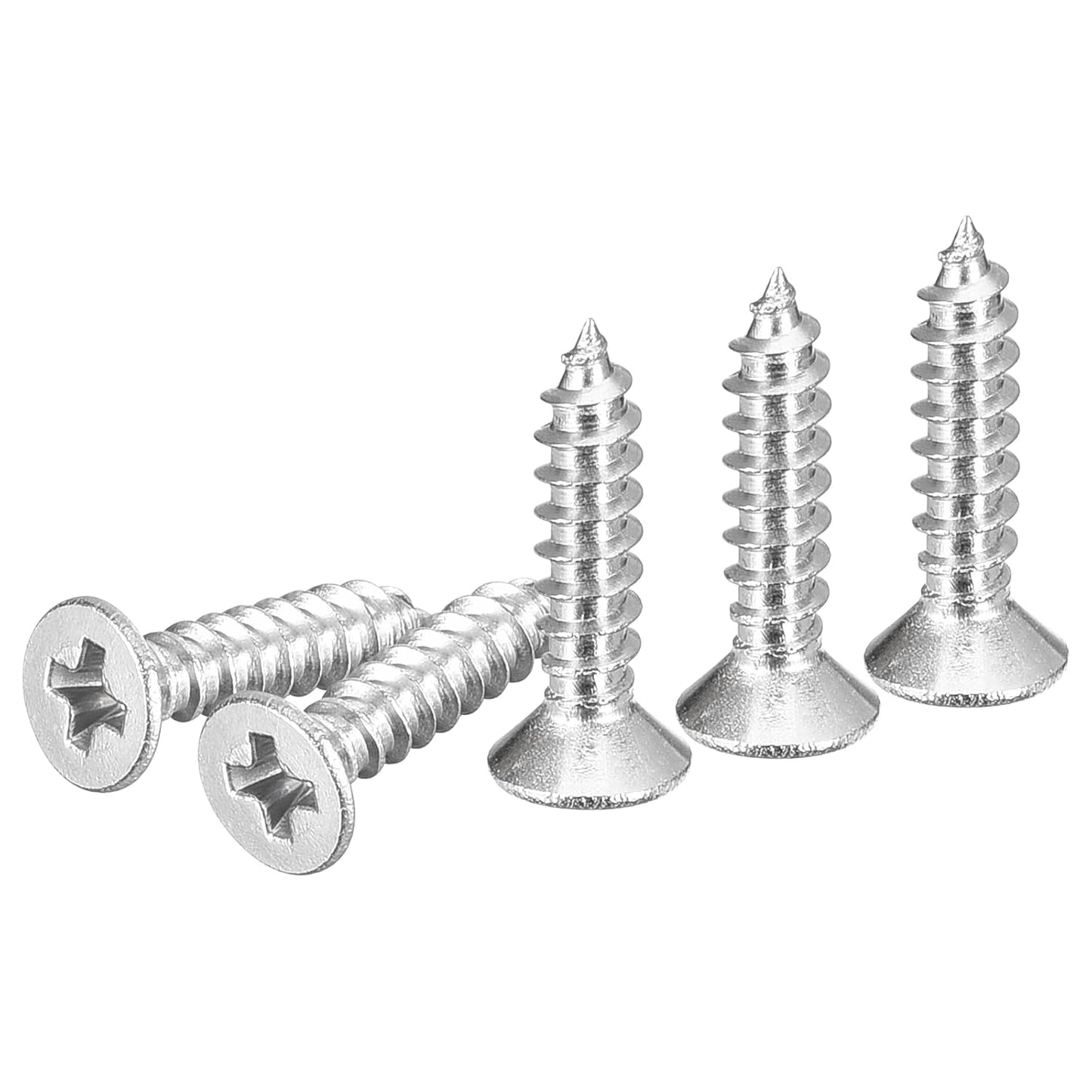 DTGN 100Pcs #6x1/2 Flat Head Wood Screws, 304 Stainless Steel Phillips Self Tapping Screws - Good for Woodworking, Furniture - Silver