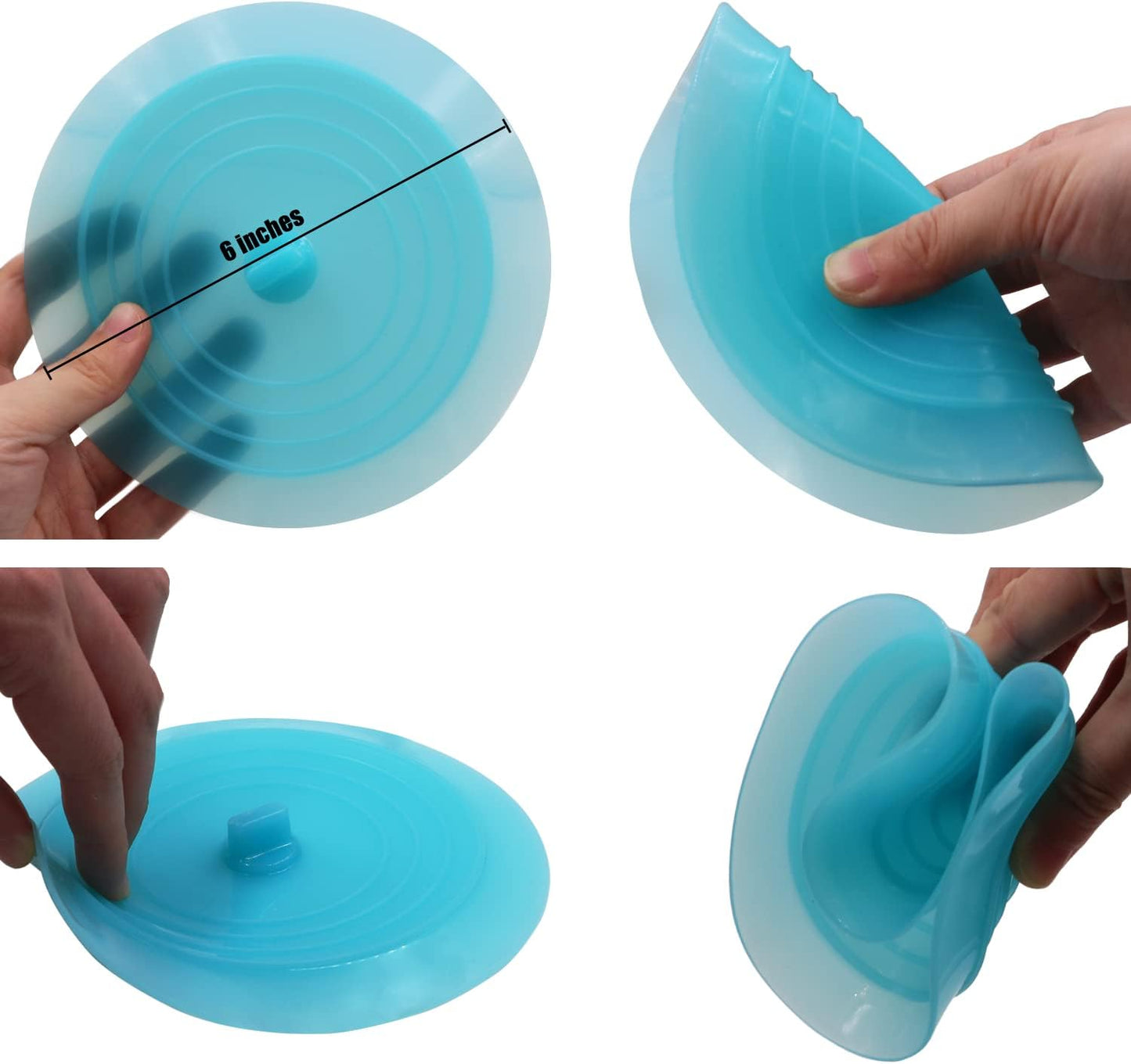 V-TOP Tub Stopper 2 Pack, 6 inches Large Silicone Drain Plug Hair Stopper Flat Suction Cover for Kitchen Bathroom Accessories and Laundry