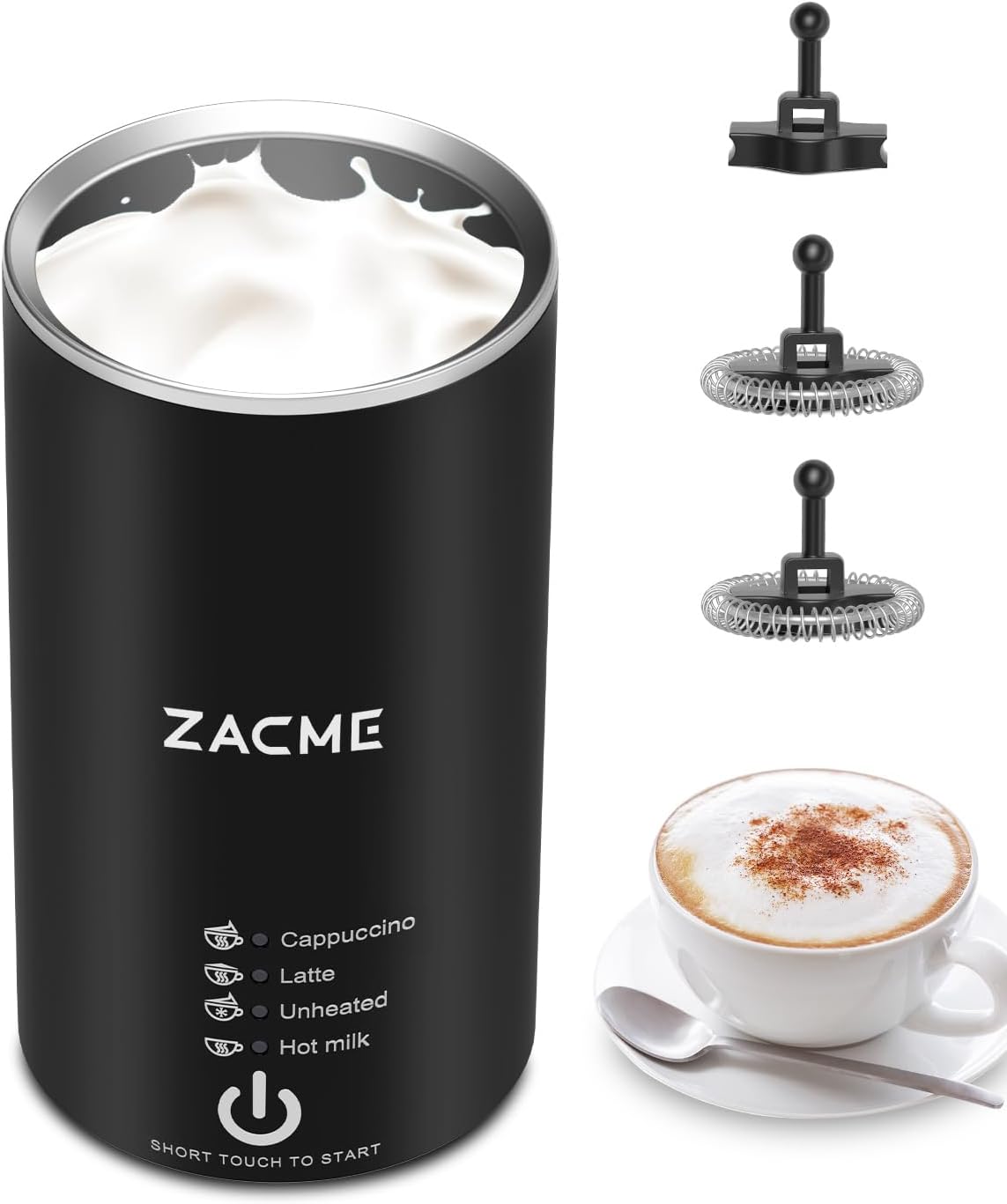 ZACME Milk Frother, 4 in 1 Electric Milk Steamer, Automatic Hot and Cold Foam Maker and Milk Warmer for Coffee, Latte, Cappuccino,Hot Chocolate, Macchiato - PuriLite