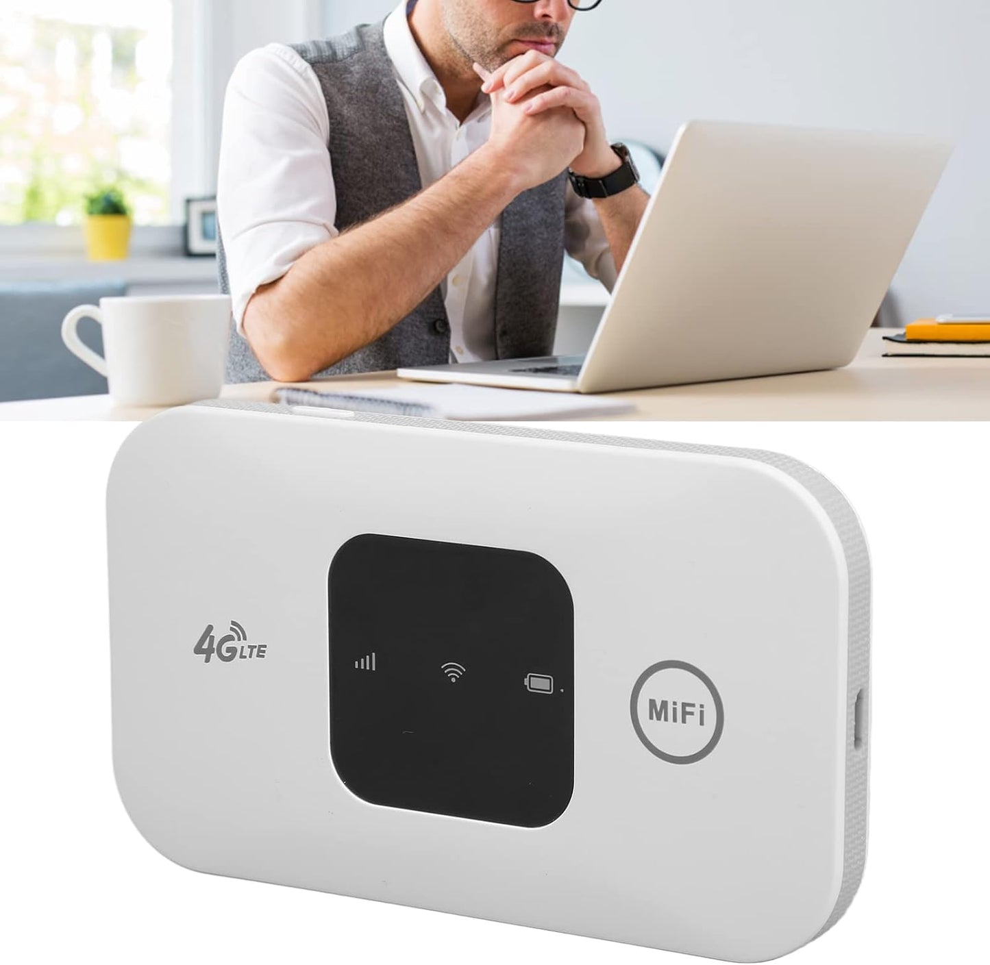 4G Mobile Hotspot, H5577 Portable Unlocked Mobile Hotspot,Download 150Mbps, Upload 50Mbps,Up to 10 Users, Router with 2100mAh Rechargeable Battery,for Phone Laptop
