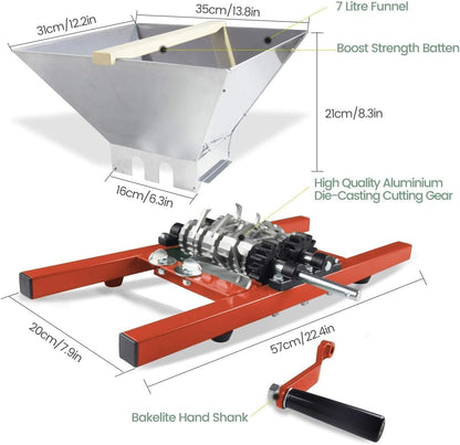 SQUEEZE master Fruit Apple Wine Classic Crusher -7 Litre/1.8Gallon Manual Grinder- Large Stainless Steel-Red