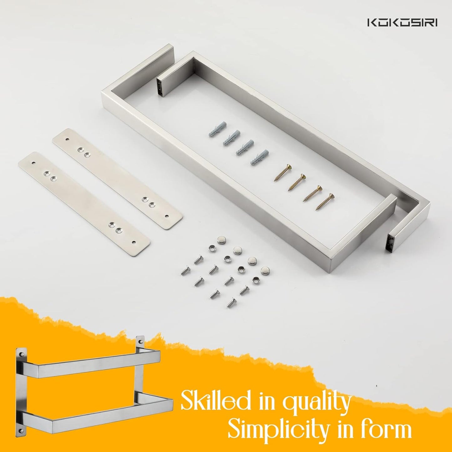 KOKOSIRI Towel Bars Black Bath Towel Holders 20 Inches Bathroom 2-Tiers Ladder Towel Rails Wall Mounted Towels Shelves Rack Stainless Steel, B5008BK-L20