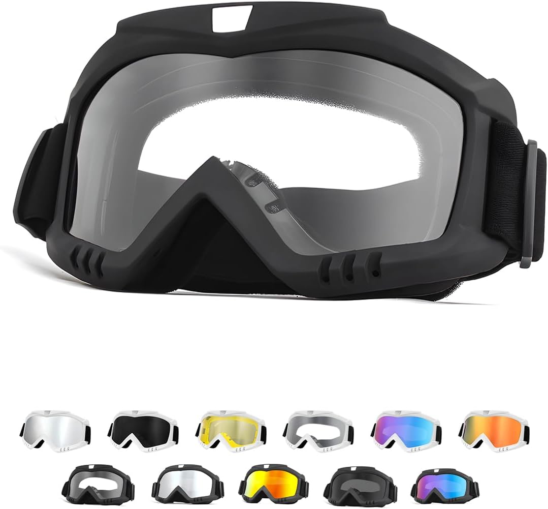 Dirt Bike Goggles, Windproof ATV Off-Road Goggle, Wide Vision Riding Motorcycle Goggles, Motorcycle Accessories
