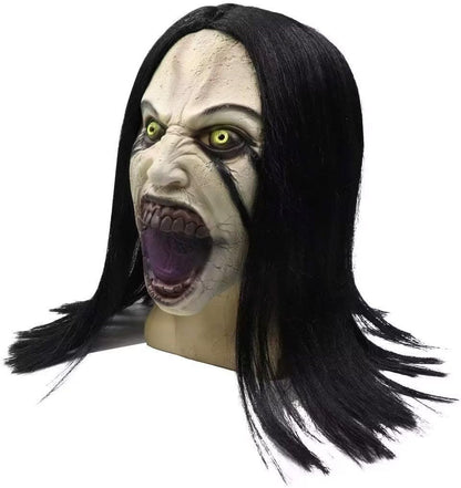 Creepy Crying Woman Mask Scary Zombie Female Ghost Mask Devil Full Head Mask Halloween Cosplay Props