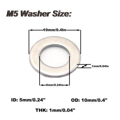 Fajoeda M6 Flat Washers 120Pcs M6 304 Stainless Steel Flat Washer for Bolts Screws, M6 x 12 mm x 1.5 mm